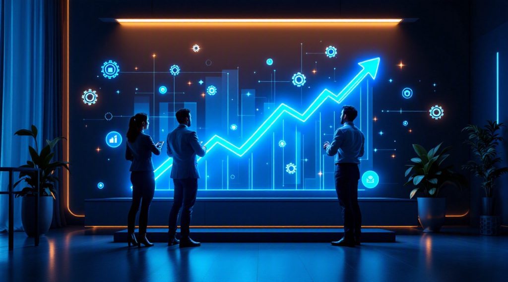 agentic AI solutions for scaling concept illustration in Eva AI brand style
