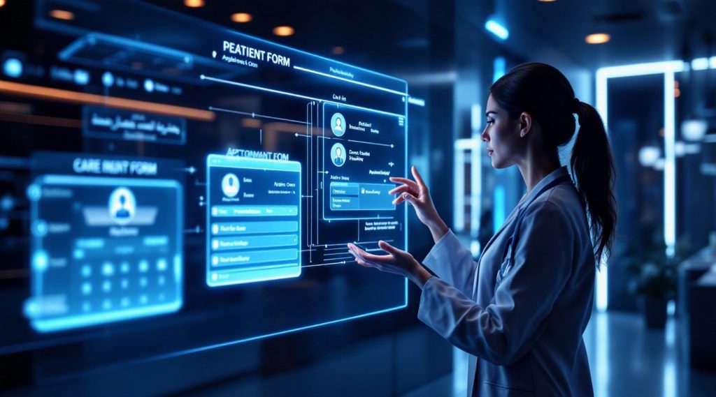 AI voice agents for AI customer service automation UAE concept illustration in Eva AI brand style