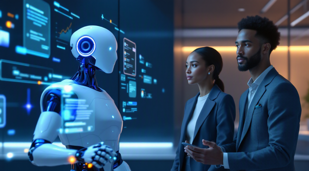 Agentic AI voice agents replacing chatbots and ticketing tools concept illustration in Eva AI brand style