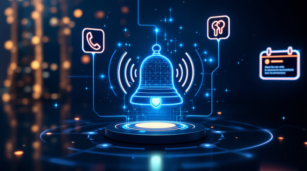 AI voice agents for hotels in Dubai concept illustration in Eva AI brand style