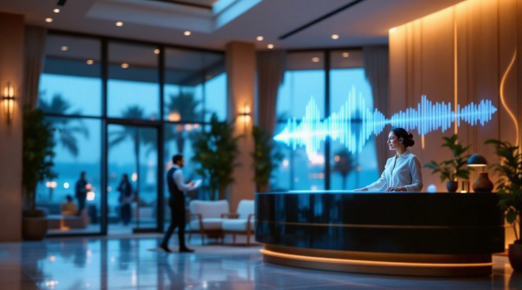 Agentic AI Dubai concept illustration in Eva AI brand style