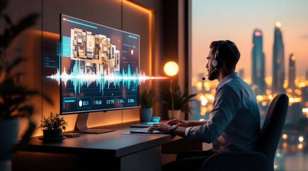 Agentic AI Dubai concept illustration in Eva AI brand style