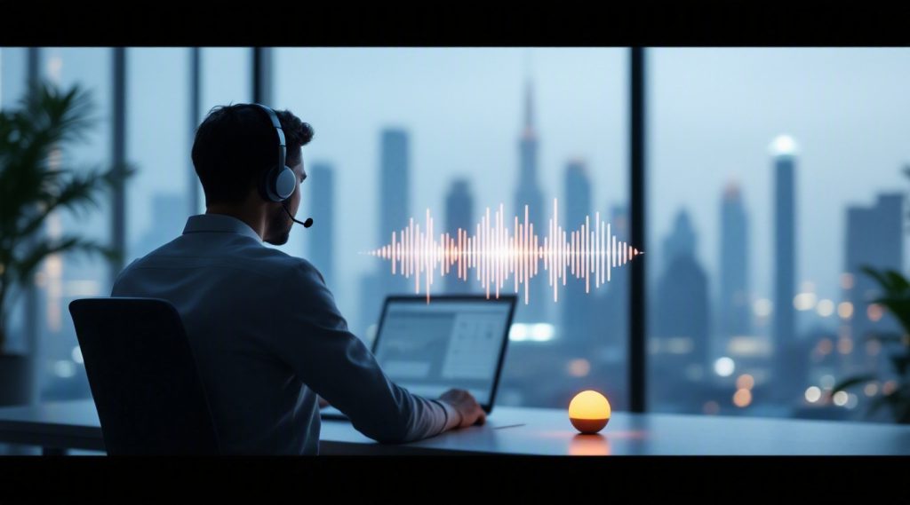 Agentic AI Dubai concept illustration in Eva AI brand style