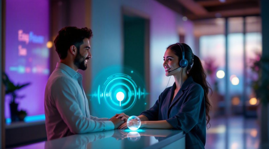 Agentic AI Dubai concept illustration in Eva AI brand style