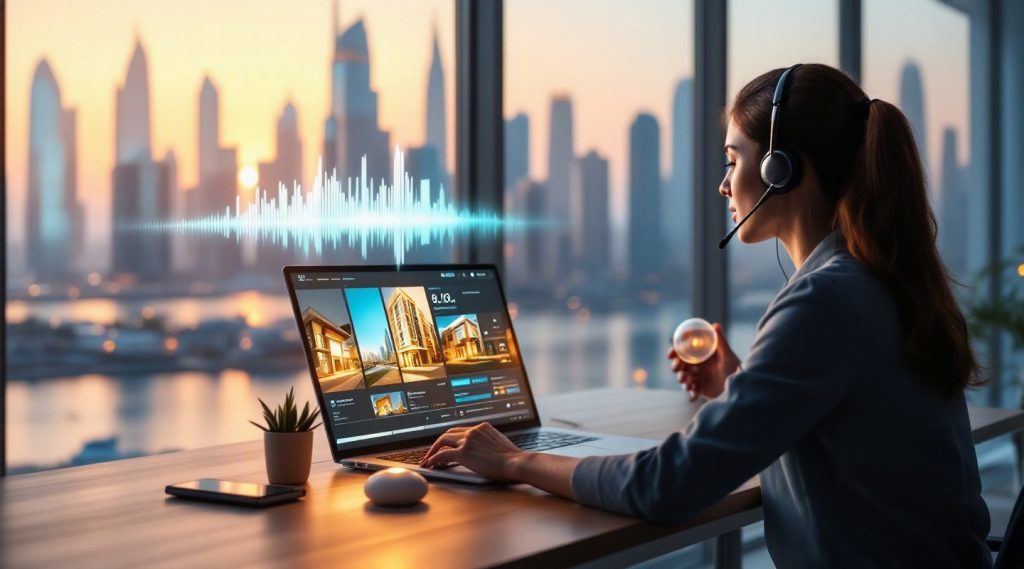 Agentic AI Dubai concept illustration in Eva AI brand style