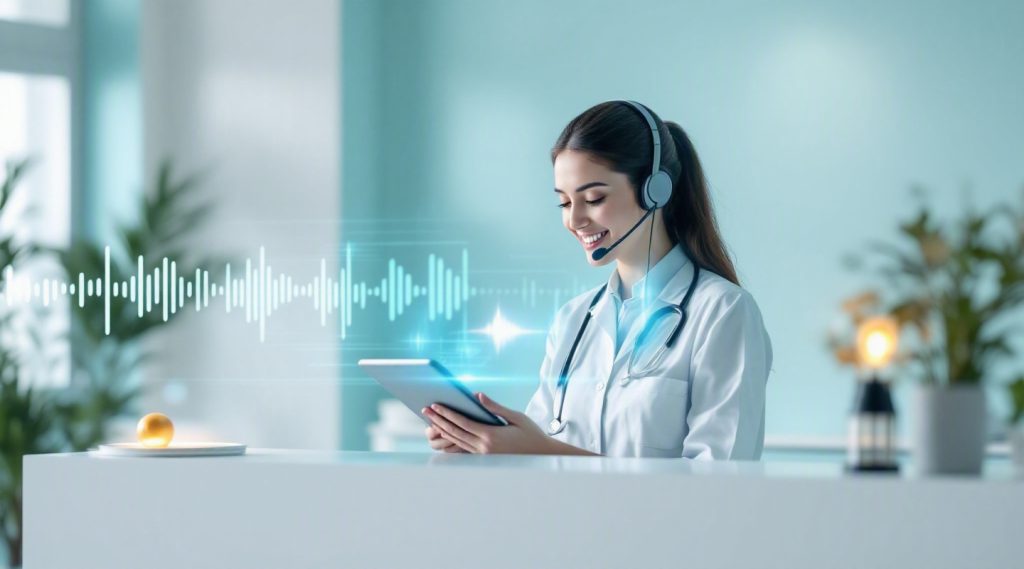 AI voice agent for clinics in Dubai — Eva AI brand illustration