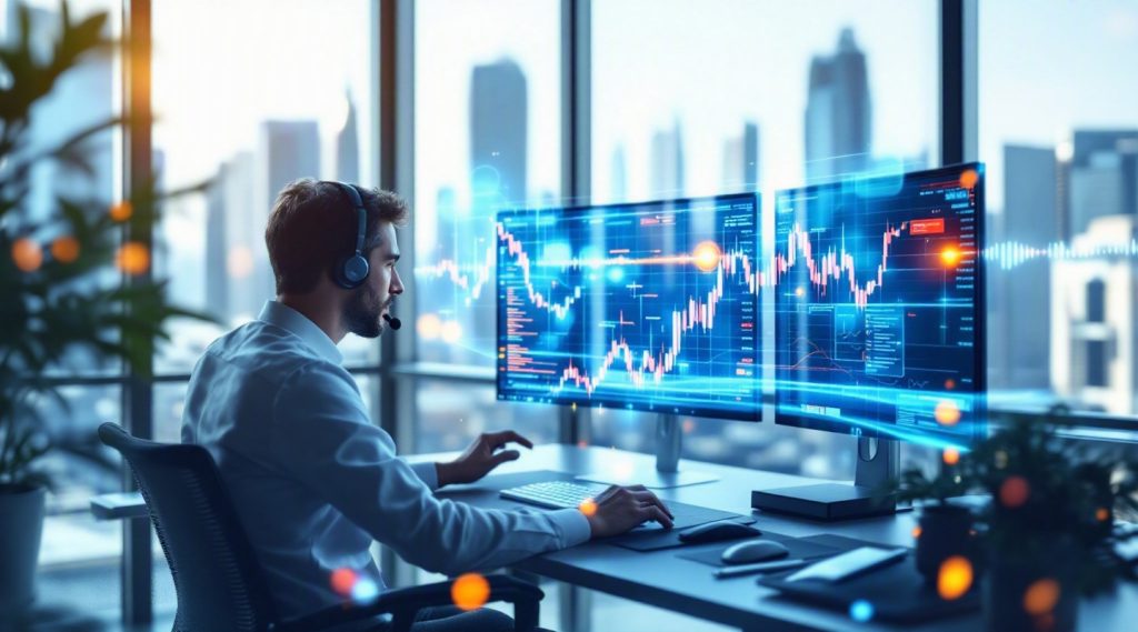 Agentic AI for banking UAE concept illustration in Eva AI brand style