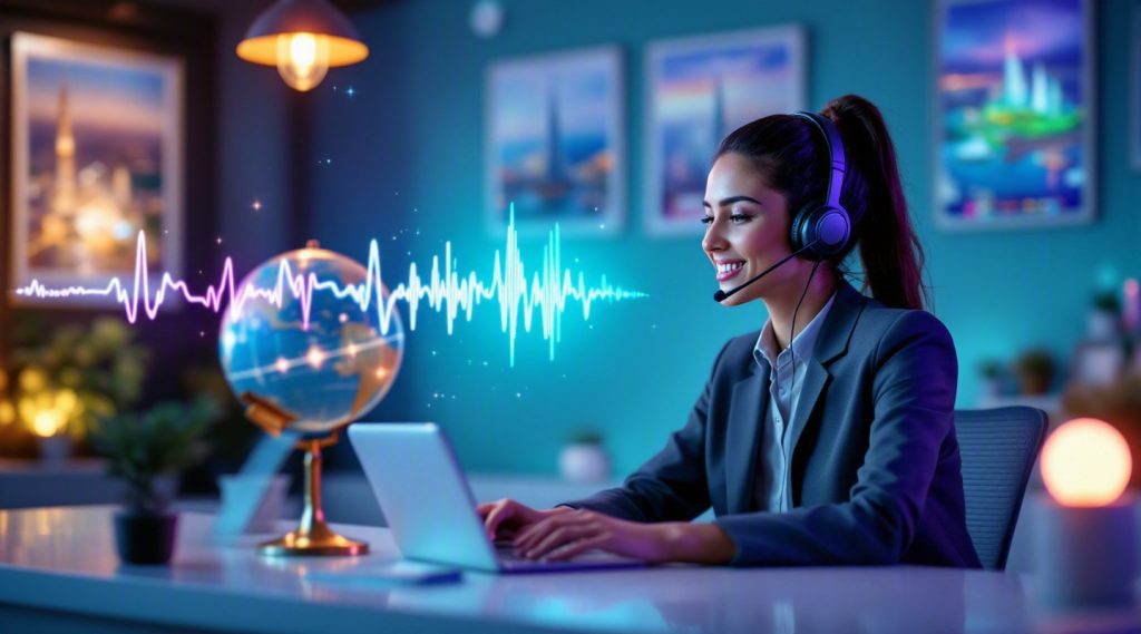 Agentic AI Company Dubai concept illustration in Eva AI brand style