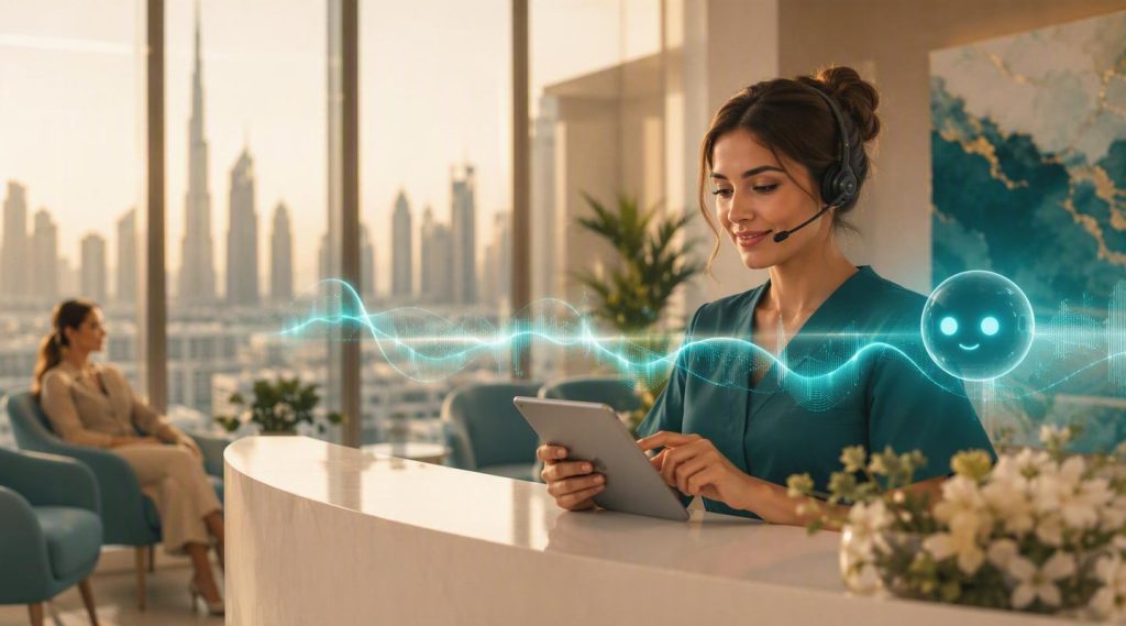 Agentic AI for Customer Service concept illustration in Eva AI brand style