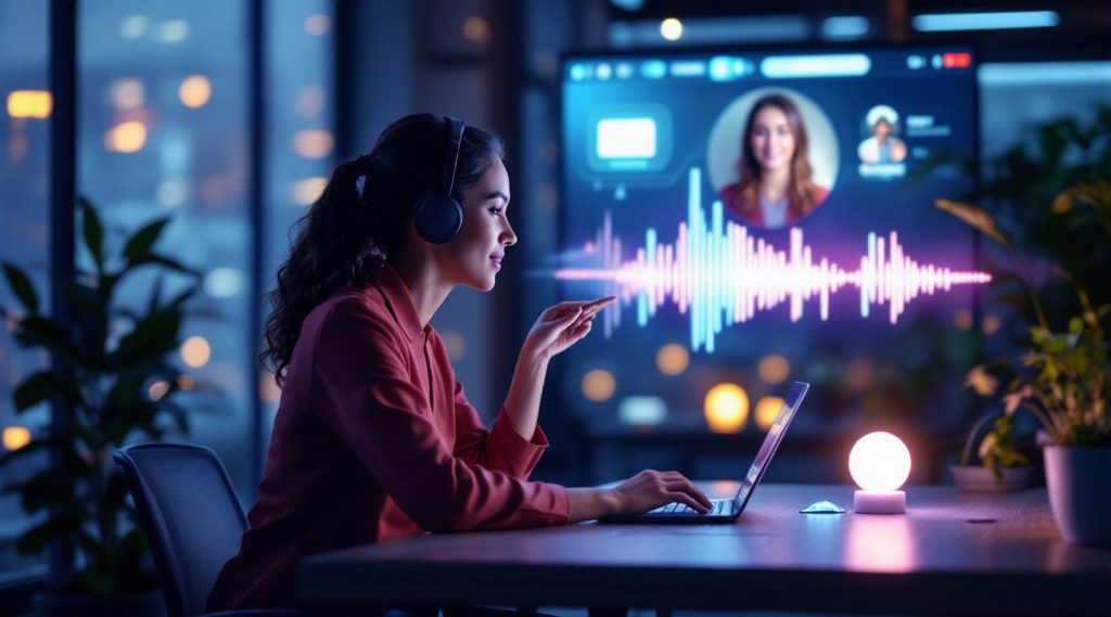 Agentic AI for Customer Service concept illustration in Eva AI brand style