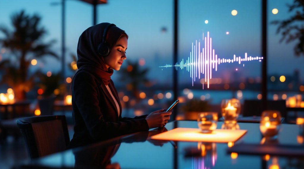 Agentic AI Dubai concept illustration in Eva AI brand style