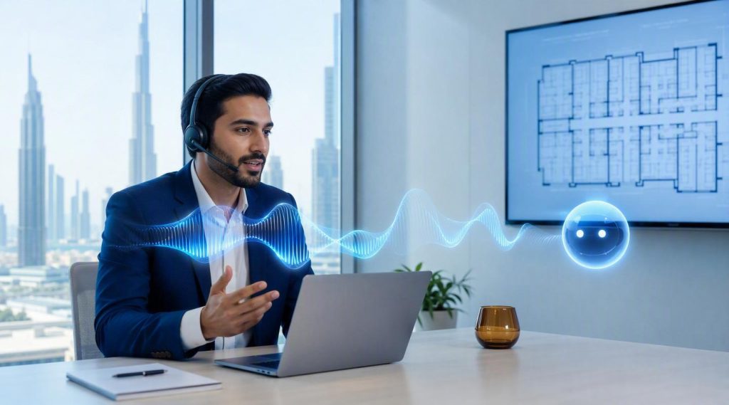 Agentic AI Dubai concept illustration in Eva AI brand style