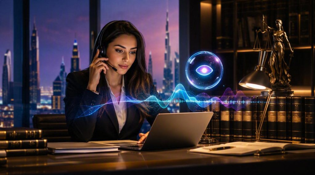 Agentic AI Dubai concept illustration in Eva AI brand style