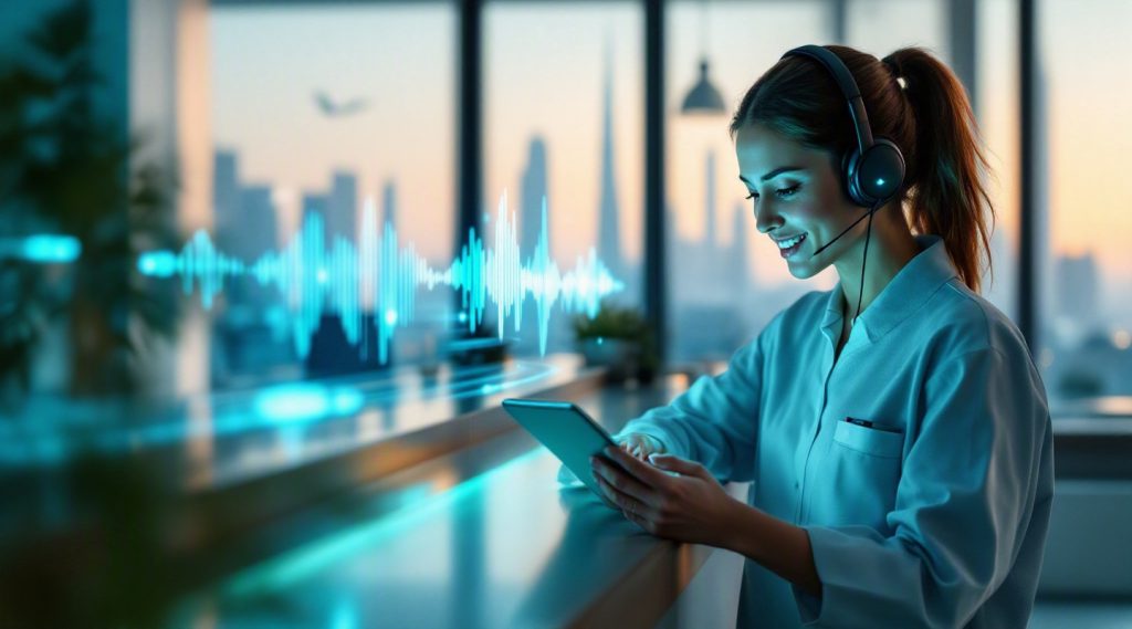 Agentic AI for Healthcare concept illustration in Eva AI brand style