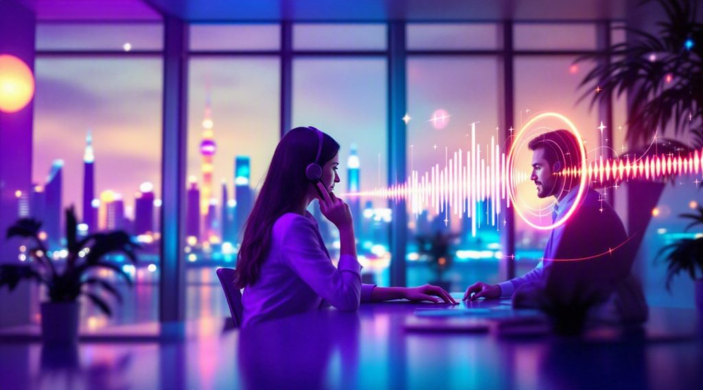 Agentic AI for real estate Dubai concept illustration in Eva AI brand style