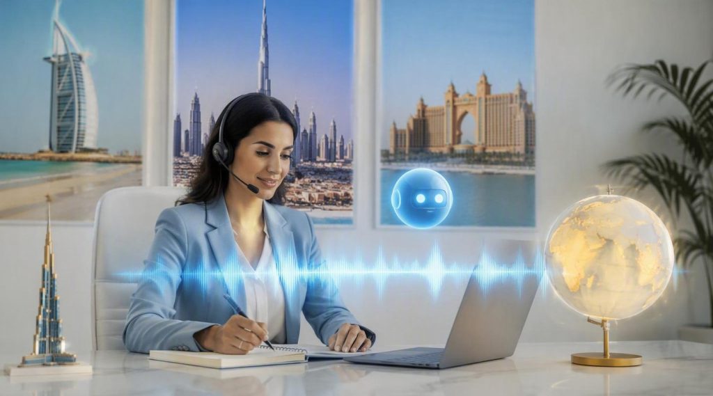 Agentic AI for customer service concept illustration in Eva AI brand style
