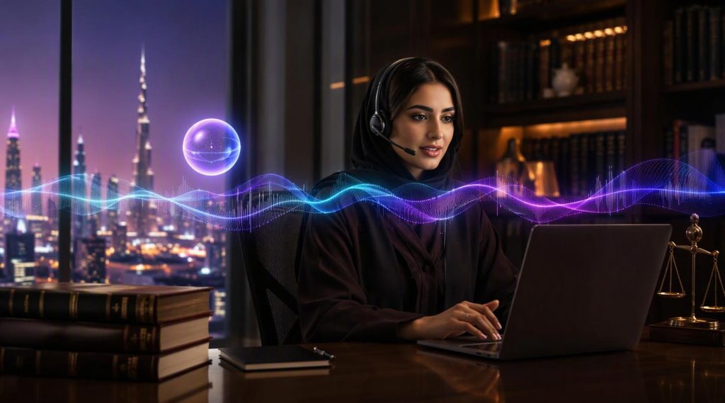 Agentic AI Dubai concept illustration in Eva AI brand style
