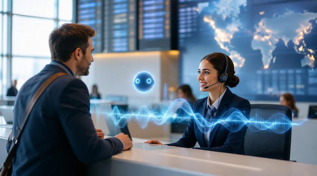 Agentic AI Dubai concept illustration in Eva AI brand style