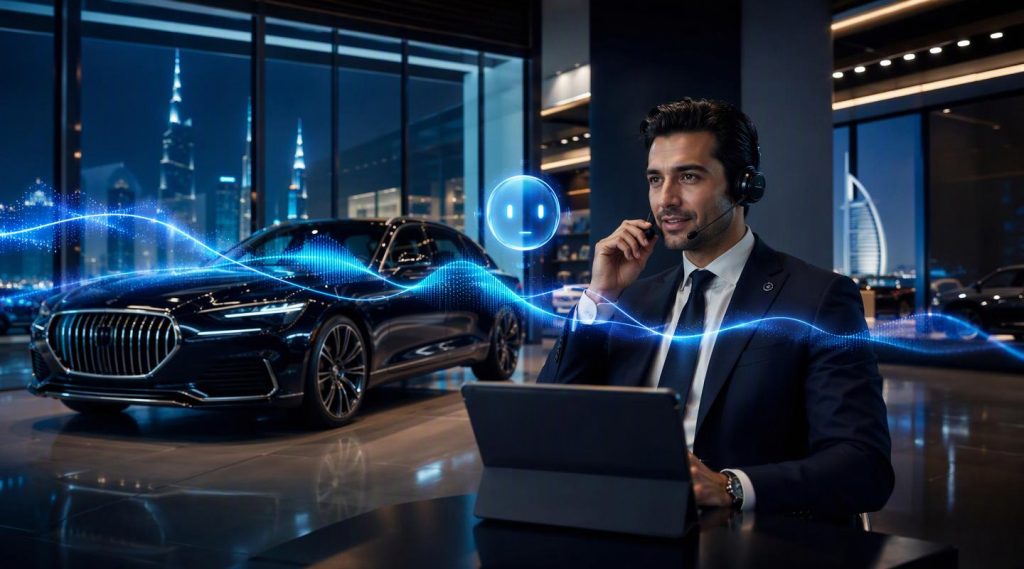 Agentic AI Dubai concept illustration in Eva AI brand style