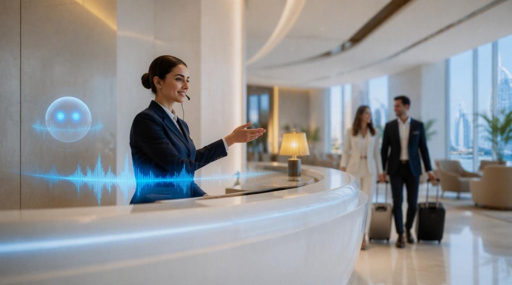 Loyalty program for hospitality UAE concept illustration in Eva AI brand style