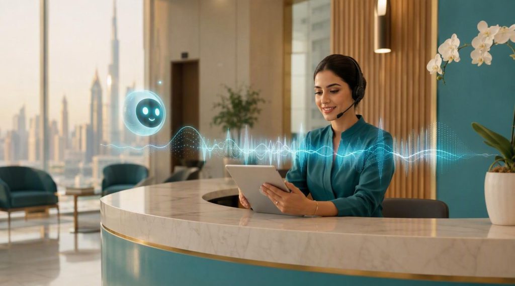 Agentic AI Implementation for healthcare concept illustration in Eva AI brand style