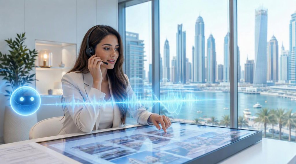 Automated lease creation UAE concept illustration in Eva AI brand style