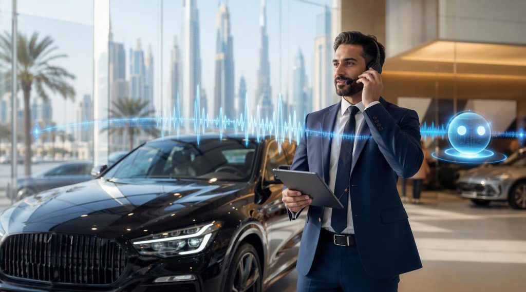 Agentic AI Company Dubai concept illustration in Eva AI brand style