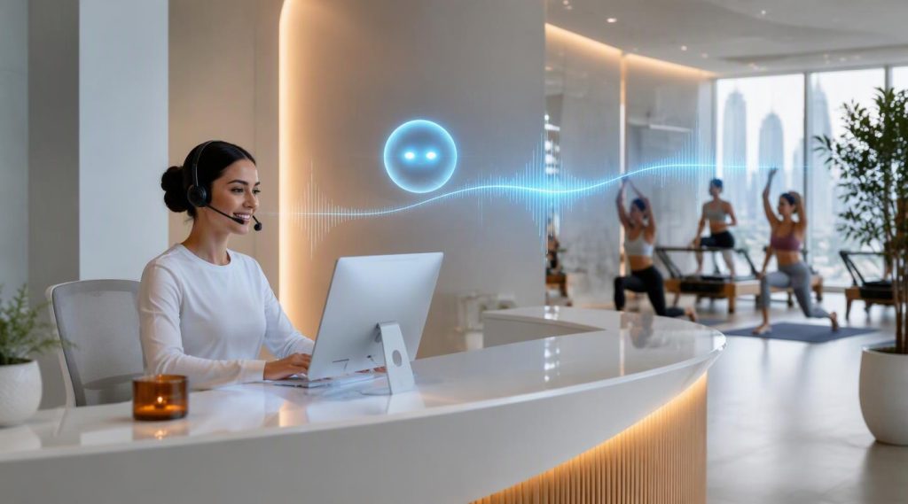 Agentic AI Dubai concept illustration in Eva AI brand style