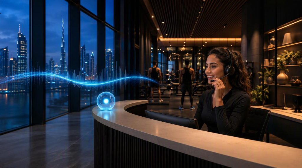Agentic AI Dubai concept illustration in Eva AI brand style