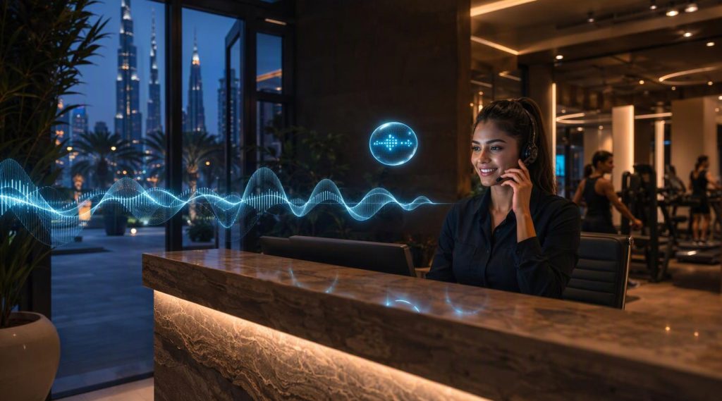 Agentic AI Dubai concept illustration in Eva AI brand style