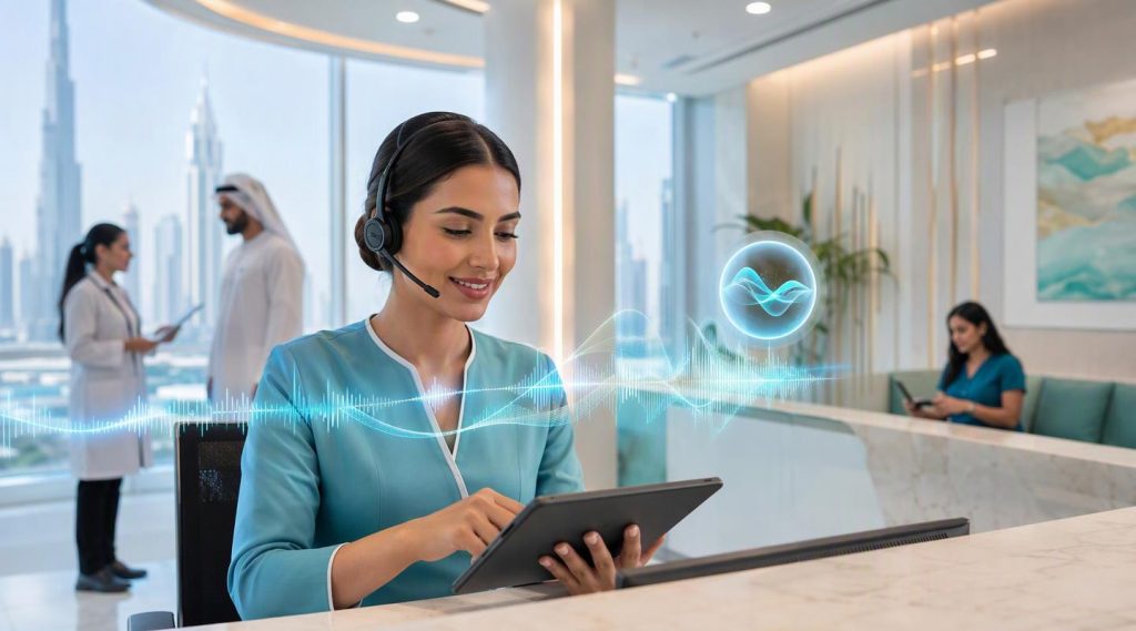 Agentic AI for Healthcare concept illustration in Eva AI brand style