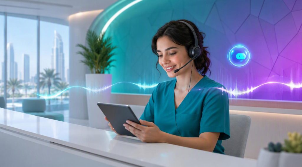 Agentic AI for Healthcare concept illustration in Eva AI brand style
